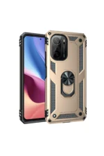 Uray store Xiaomi Poco F3 Kılıf Sofya Yüzüklü Silikon Kapak - Gold