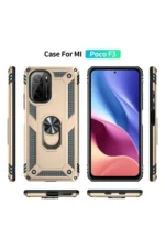 Uray store Xiaomi Poco F3 Kılıf Sofya Yüzüklü Silikon Kapak - Gold - Görsel 3