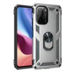 Uray store Xiaomi Poco F3 Kılıf Sofya Yüzüklü Silikon Kapak - Gümüş