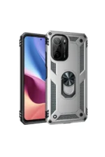 Uray store Xiaomi Poco F3 Kılıf Sofya Yüzüklü Silikon Kapak - Gümüş
