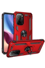 Uray store Xiaomi Poco F3 Kılıf Sofya Yüzüklü Silikon Kapak - Kırmızı - Görsel 2