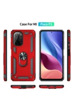 Uray store Xiaomi Poco F3 Kılıf Sofya Yüzüklü Silikon Kapak - Kırmızı - Görsel 3