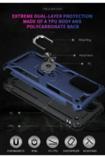 Uray store Xiaomi Poco F3 Kılıf Sofya Yüzüklü Silikon Kapak - Lacivert - Görsel 5
