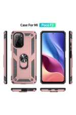 Uray store Xiaomi Poco F3 Kılıf Sofya Yüzüklü Silikon Kapak - Rose - Görsel 3