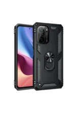 Uray store Xiaomi Poco F3 Kılıf Sofya Yüzüklü Silikon Kapak - Siyah