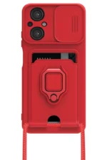 Uray store Xiaomi Poco M5 Kılıf Zuma Kartvizitli Yüzüklü Silikon - Kırmızı - Görsel 2