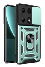 Uray store Xiaomi Poco M6 Pro 4G Kılıf Pars Lens Yüzüklü Silikon - Yeşil