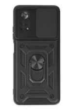 Uray store Xiaomi Poco X4 Pro 5G Kılıf Pars Lens Yüzüklü Silikon - Siyah