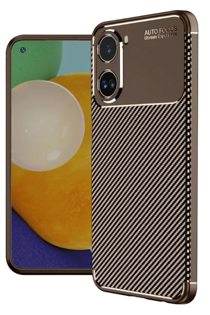 Uray store Xiaomi Poco X7 Pro Kılıf Auto Focus Karbon Kapak - Kahverengi