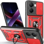 Uray store Xiaomi Poco X7 Pro Kılıf Pars Lens Yüzüklü Silikon - Kırmızı