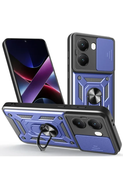 Uray store Xiaomi Poco X7 Pro Kılıf Pars Lens Yüzüklü Silikon - Lacivert