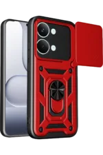 Uray store Xiaomi Poco X8 Pro Max Pars Lens Yüzüklü Silikon - Kırmızı