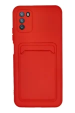 Uray store Xiaomi Pocophone M3 Kılıf Kelvin Kartvizitli Silikon - Kırmızı