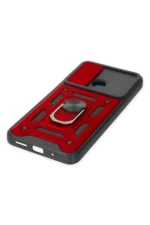 Uray store Xiaomi Redmi 10C Kılıf Pars Lens Yüzüklü Silikon - Kırmızı - Görsel 5