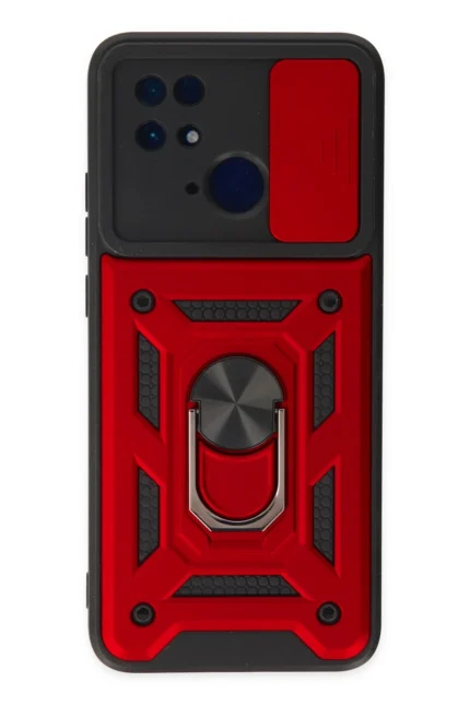 Uray store Xiaomi Redmi 10C Kılıf Pars Lens Yüzüklü Silikon - Kırmızı