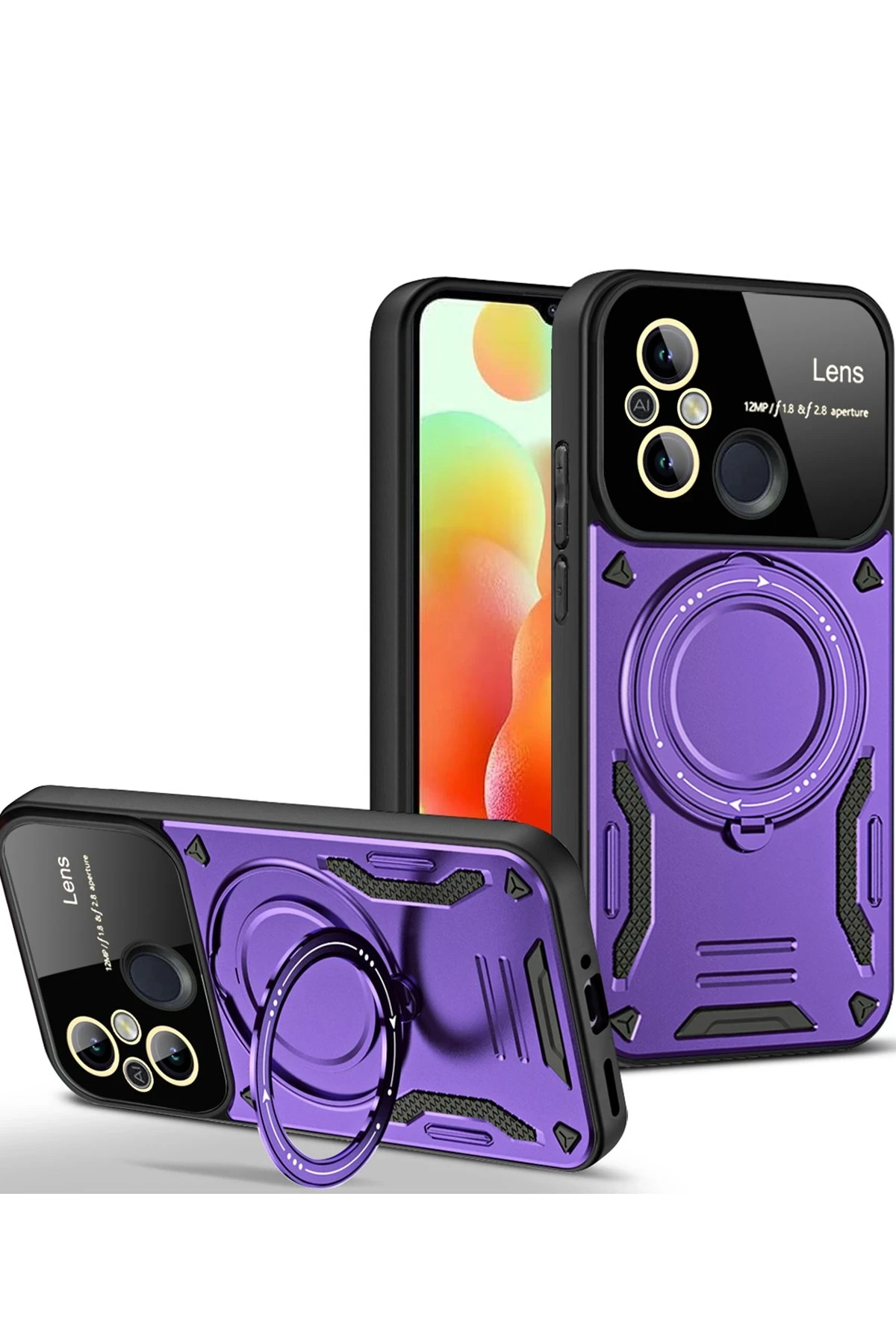 newface-xiaomi-redmi-12c-kilif-joy-lens-standli-kapak-mor-default Uray store Xiaomi Redmi 12C Kılıf Joy Lens Standlı Kapak - Mor - Görsel 1