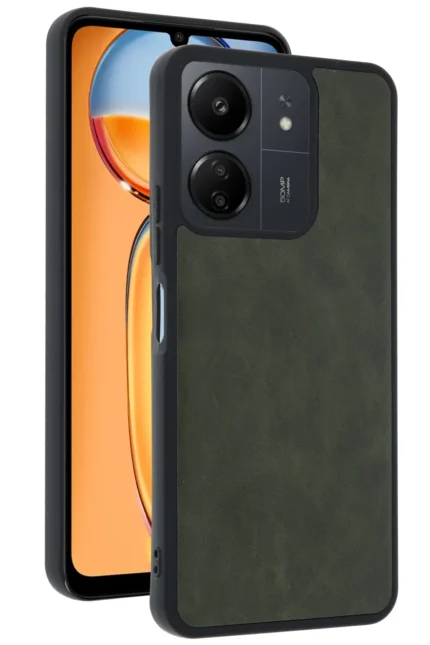 Uray store Xiaomi Redmi 13C Kılıf Aras Deri Kapak - Açık Yeşil