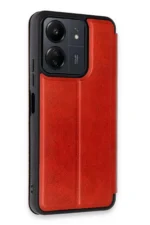 Uray store Xiaomi Redmi 13C Kılıf Flip Cover - Kırmızı - Görsel 2