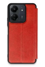 Uray store Xiaomi Redmi 13C Kılıf Flip Cover - Kırmızı