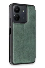 Uray store Xiaomi Redmi 13C Kılıf Flip Cover - Koyu Yeşil - Görsel 2