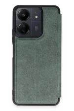 Uray store Xiaomi Redmi 13C Kılıf Flip Cover - Koyu Yeşil