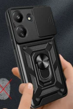Uray store Xiaomi Redmi 13C Kılıf Pars Lens Yüzüklü Silikon - Kırmızı - Görsel 2