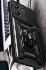 Uray store Xiaomi Redmi 13C Kılıf Pars Lens Yüzüklü Silikon - Siyah - Görsel 4