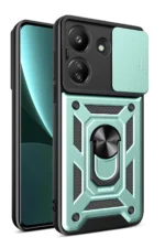 Uray store Xiaomi Redmi 13C Kılıf Pars Lens Yüzüklü Silikon - Yeşil