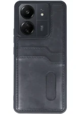Uray store Xiaomi Redmi 13C Kılıf Sara Kartvizitli Deri Kılıf - Siyah - Görsel 2