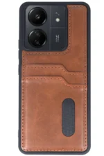 Uray store Xiaomi Redmi 13C Kılıf Sara Kartvizitli Deri Kılıf - Taba - Görsel 2