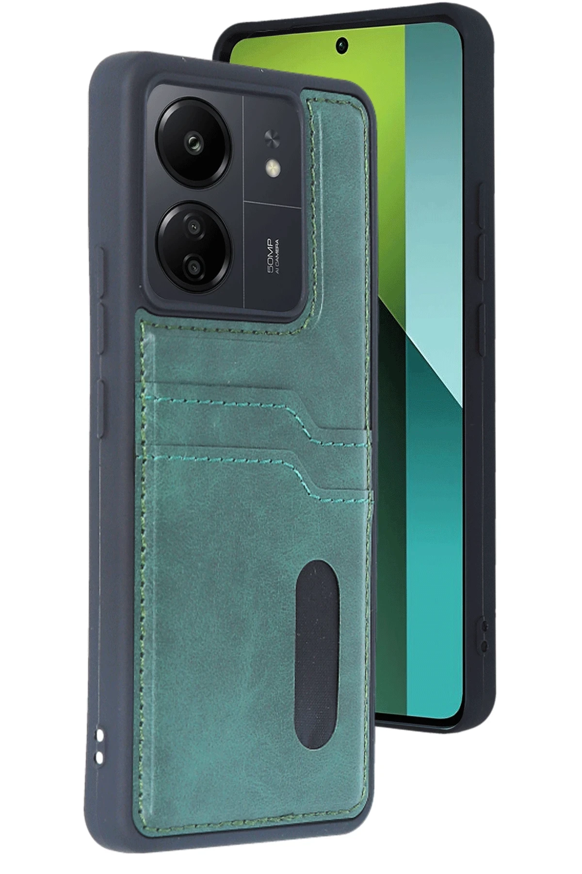 newface-xiaomi-redmi-13c-kilif-sara-kartvizitli-deri-kilif-taba-default Uray store Xiaomi Redmi 13C Kılıf Sara Kartvizitli Deri Kılıf - Koyu Yeşil - Görsel 1
