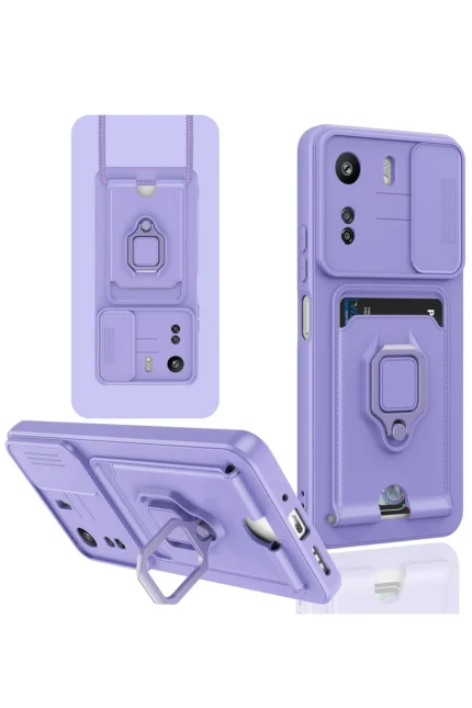Uray store Xiaomi Redmi 13C Kılıf Zuma Kartvizitli Yüzüklü Silikon - Lila
