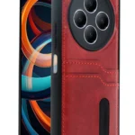 Uray store Xiaomi Redmi 14C Kılıf Sara Kartvizitli Deri Kılıf - Kırmızı