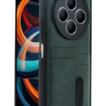 Uray store Xiaomi Redmi 14C Kılıf Sara Kartvizitli Deri Kılıf - Koyu Yeşil
