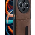 Uray store Xiaomi Redmi 14C Kılıf Sara Kartvizitli Deri Kılıf - Taba