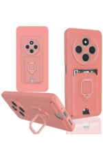 Uray store Xiaomi Redmi 14C Kılıf Zuma Kartvizitli Yüzüklü Silikon - Pembe