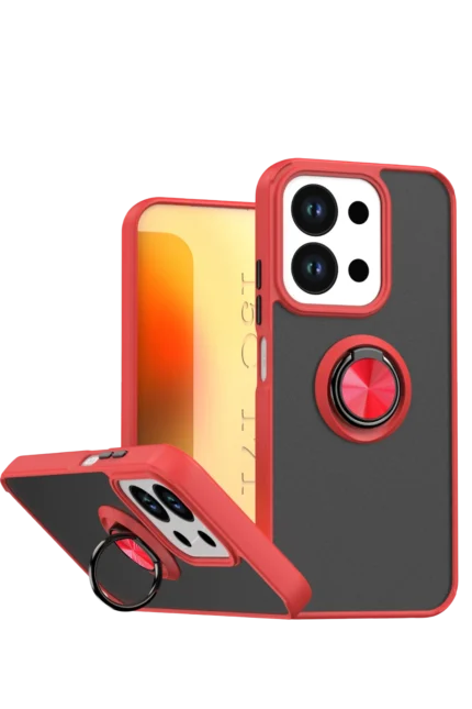 Uray store Xiaomi Redmi 15C 4G Montreal Yüzüklü Silikon Kapak - Kırmızı