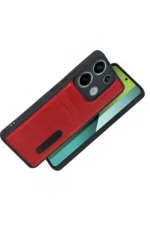 Uray store Xiaomi Redmi 15C 4G Sara Kartvizitli Deri Kılıf - Kırmızı - Görsel 2