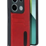 Uray store Xiaomi Redmi 15C 4G Sara Kartvizitli Deri Kılıf - Kırmızı