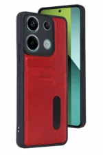 Uray store Xiaomi Redmi 15C 4G Sara Kartvizitli Deri Kılıf - Kırmızı