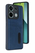 Uray store Xiaomi Redmi 15C 4G Sara Kartvizitli Deri Kılıf - Lacivert