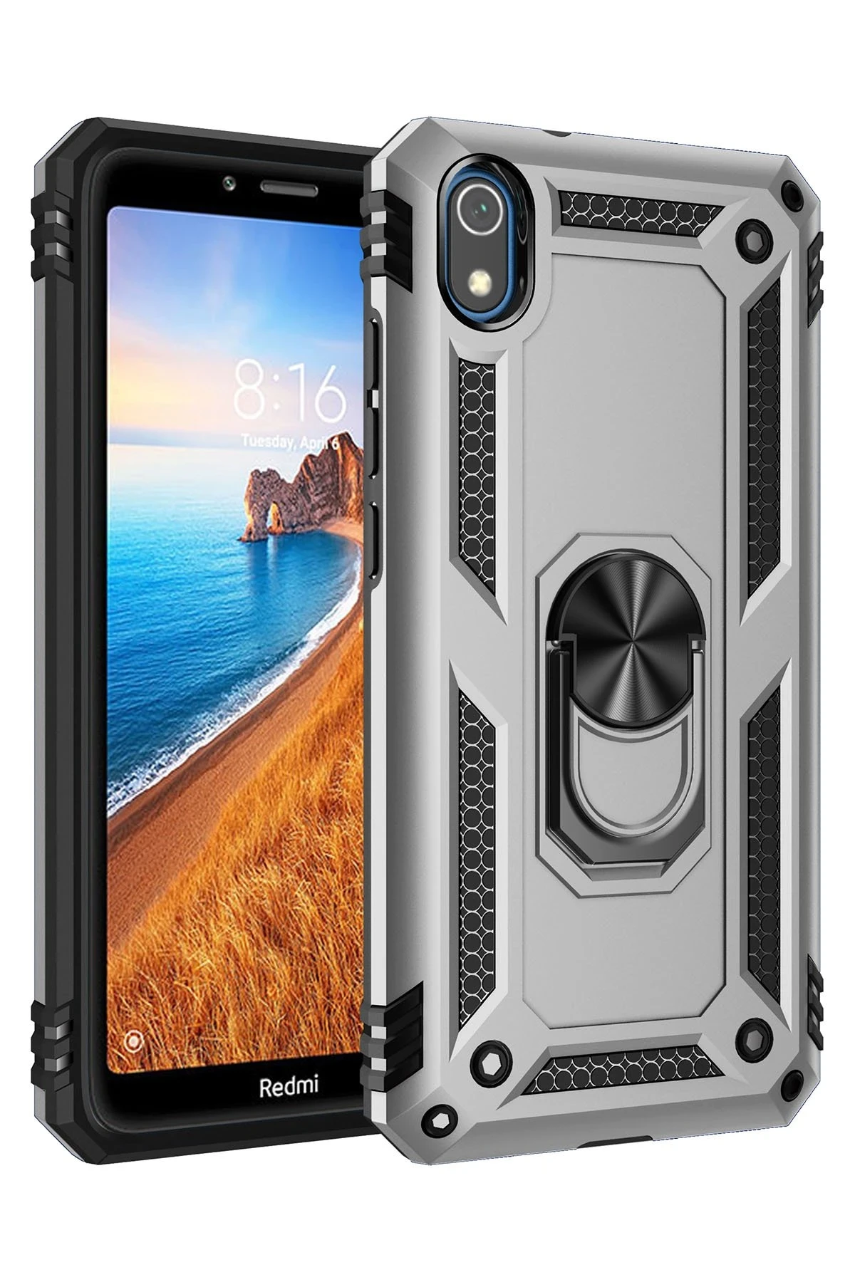 newface-xiaomi-redmi-7a-kilif-sofya-yuzuklu-silikon-kapak-gumus-default Uray store Xiaomi Redmi 7A Kılıf Sofya Yüzüklü Silikon Kapak - Gümüş - Görsel 1