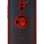 Uray store Xiaomi Redmi 9 Kılıf Montreal Yüzüklü Silikon Kapak - Kırmızı