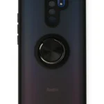 Uray store Xiaomi Redmi 9 Kılıf Montreal Yüzüklü Silikon Kapak - Siyah