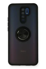 Uray store Xiaomi Redmi 9 Kılıf Montreal Yüzüklü Silikon Kapak - Siyah