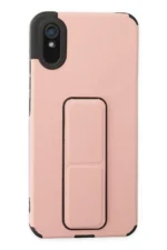 Uray store Xiaomi Redmi 9A Kılıf Mega Standlı Silikon - Pudra