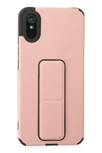 Uray store Xiaomi Redmi 9A Kılıf Mega Standlı Silikon - Pudra