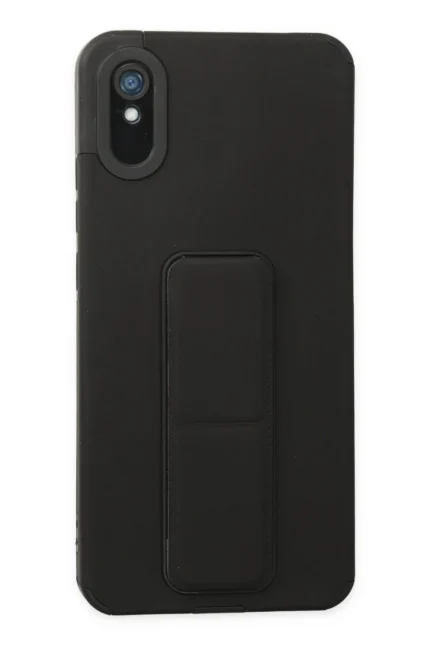 Uray store Xiaomi Redmi 9A Kılıf Mega Standlı Silikon - Siyah