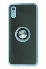 Uray store Xiaomi Redmi 9A Kılıf Montreal Yüzüklü Silikon Kapak - Buz Mavi