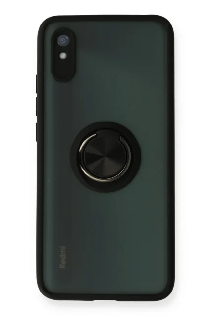 Uray store Xiaomi Redmi 9A Kılıf Montreal Yüzüklü Silikon Kapak - Siyah